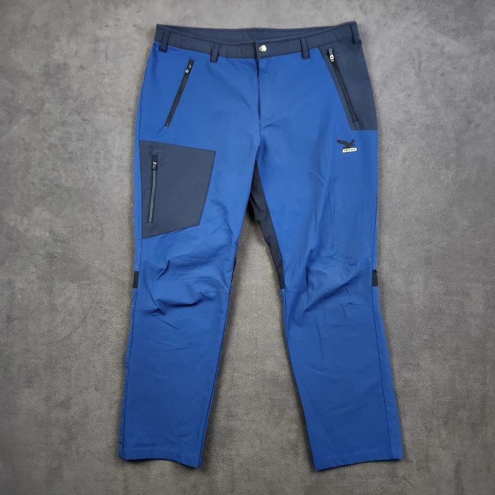 SALEWA Erato Pants Mens US 2XL Blue Hiking Outdoor Cargo Zip Pockets Stretch‎